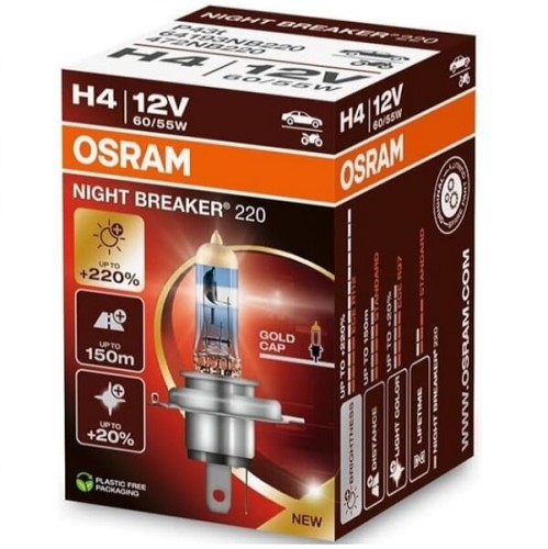 Przejdź do produktu Żarówka OSRAM H4 Night Breaker 220 +220% 12V 60/55W 