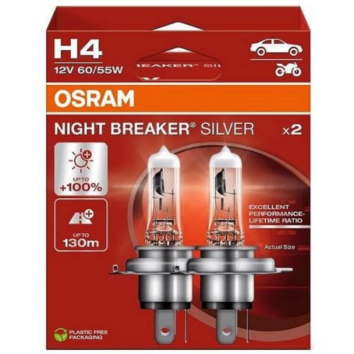Przejdź do produktu Żarówka OSRAM H4 Night Breaker Silver 12V 60/55W 2szt. (64193NBS-2HB)