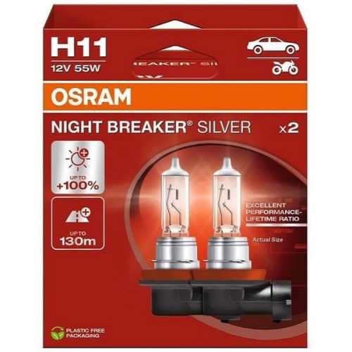 Przejdź do produktu Żarówka OSRAM H11 Night Breaker Silver 12V 55W 2szt. (64211NBS-2HB)