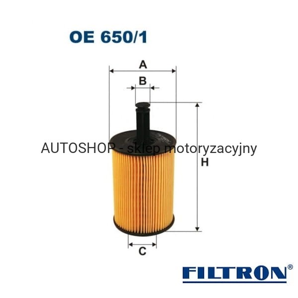 Filtr oleju Filtron OE650/1 - wymiary