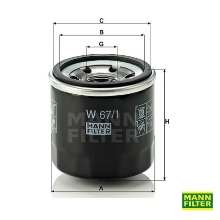 Filtr oleju Mann Filter W67/1 wymiary