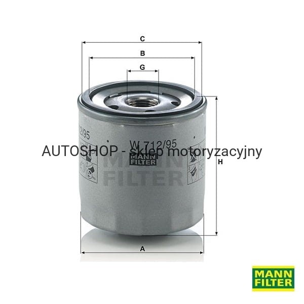 Filtr oleju Bosch W712/95 wymiary
