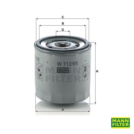 Filtr oleju Bosch W712/95 wymiary