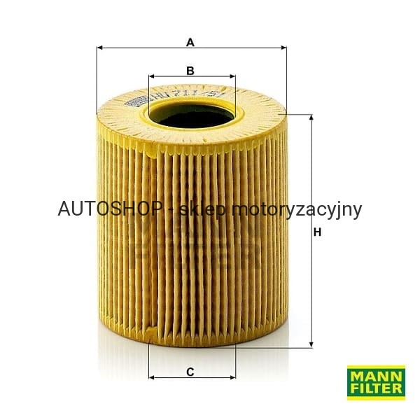 Filtr oleju Mann Filter HU711/51x - wymiary