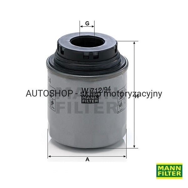 Filtr oleju Mann Filter W712/94-wymiary