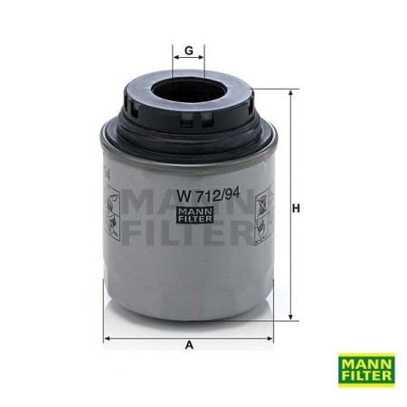 Filtr oleju Mann Filter W712/94-wymiary